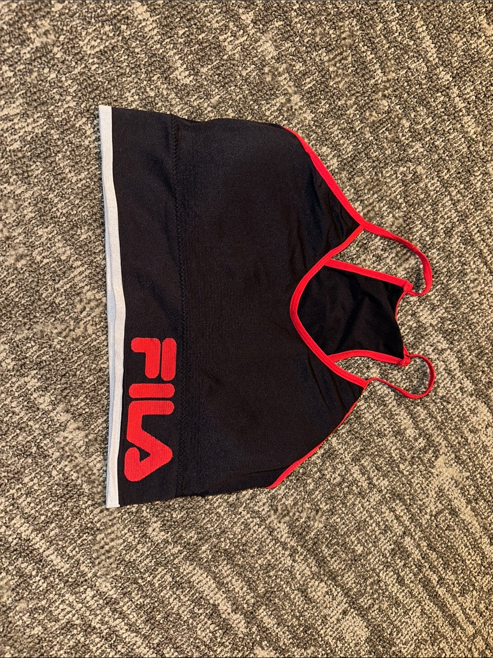 Fila Black Sports Bra with Red Trim